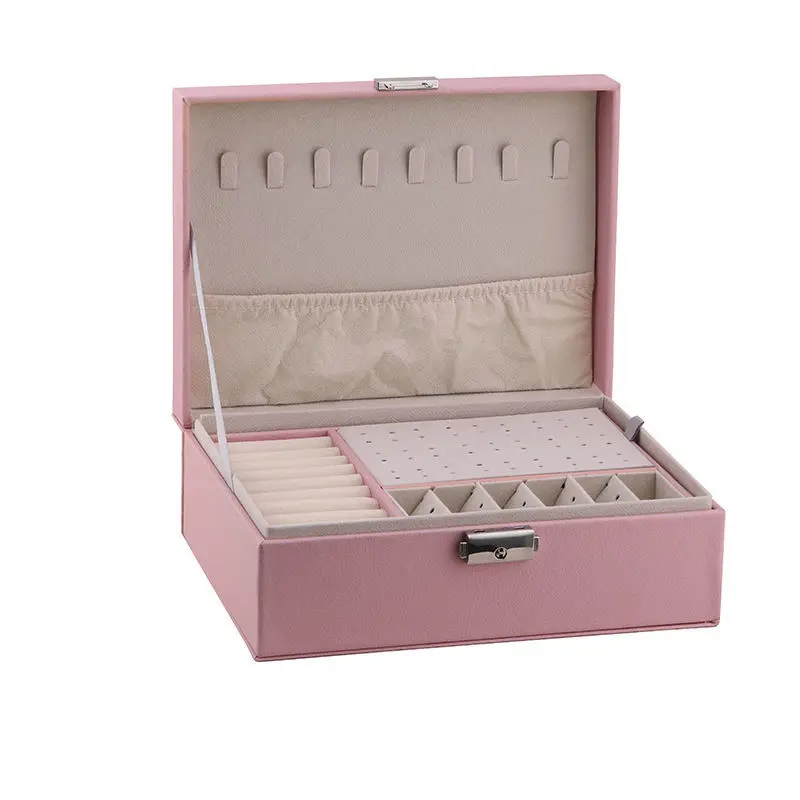 2021 New Double-Layer Velvet Jewelry Box High Capacity Leather Korean Storage Large Space Holder Gift | Украшения и аксессуары