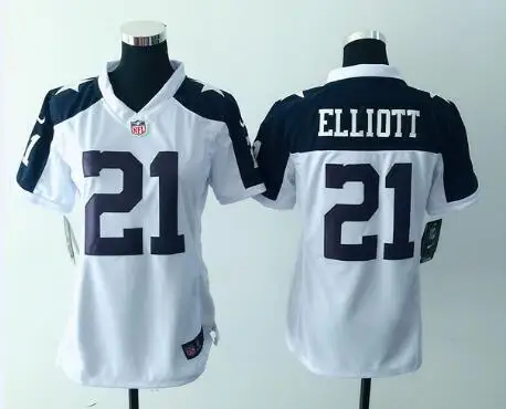 Белый Stitiched, Dallas s Ezekiel Elliott для женщин Джерси - Цвет: Белый