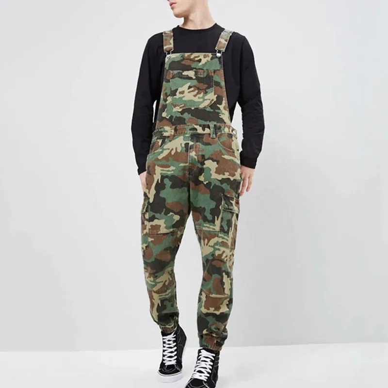 

Rompers Mens Jumpsuit New Arrival Military Tactical Camouflage Denim Male Casual Fashion Overalls roupa masculina Plus Size