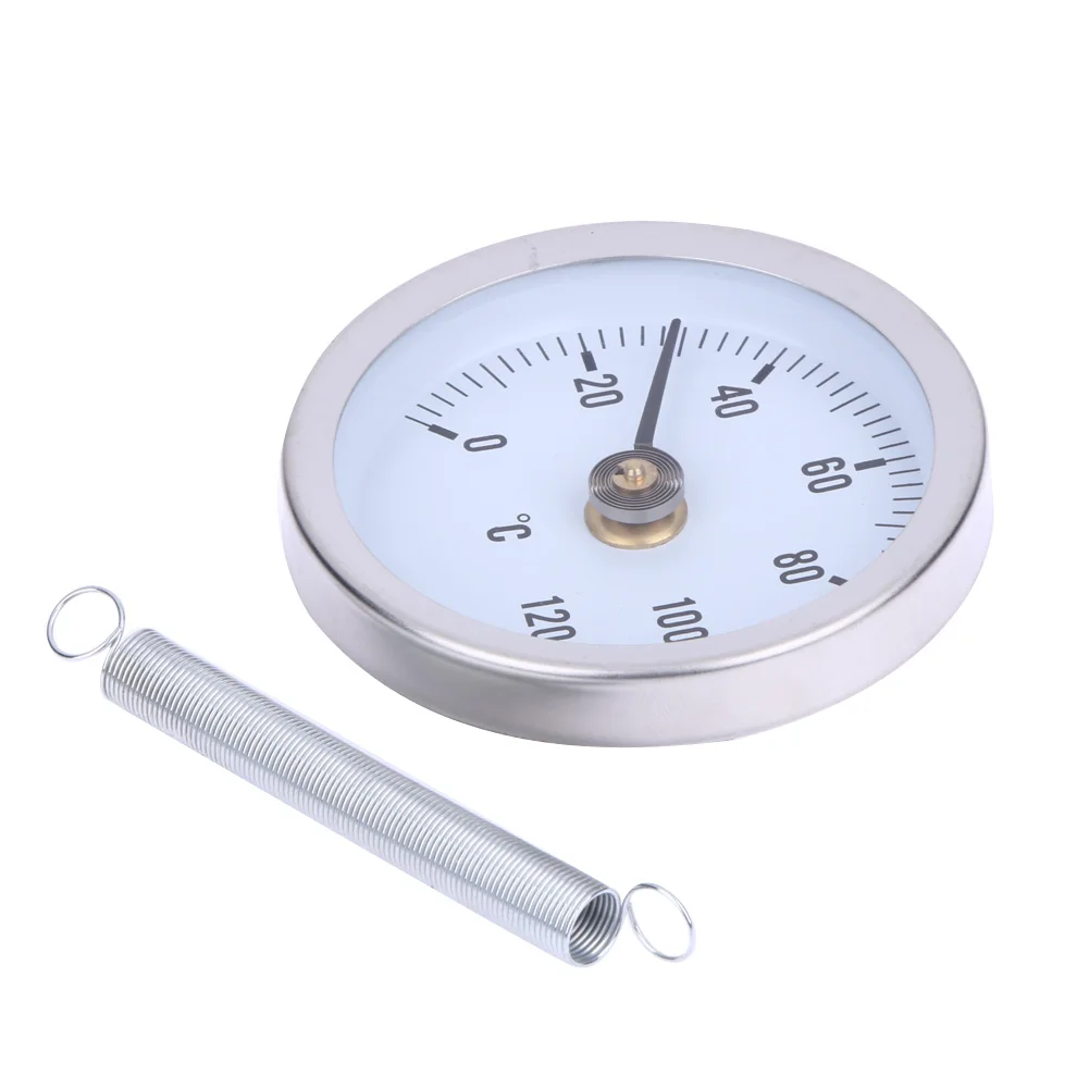 120C thermisc Pipe Spring Clip-on Thermometer Temperatur Manometer 63mm 0 