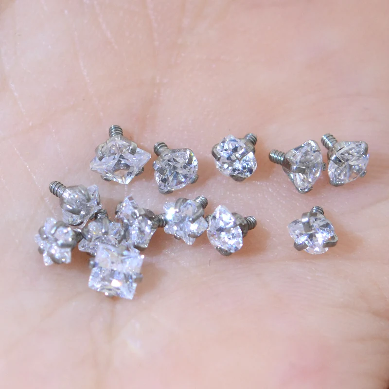 Piercing Jewelry 10Pcs 16G Zircon Top for Lip Stud Ear Piercing