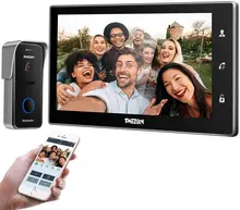 TMEZON videoportero inalámbrico Sistema de portero automático timbre 10 pulgadas WiFi Monitor con 720P con cable de cámara al aire libre