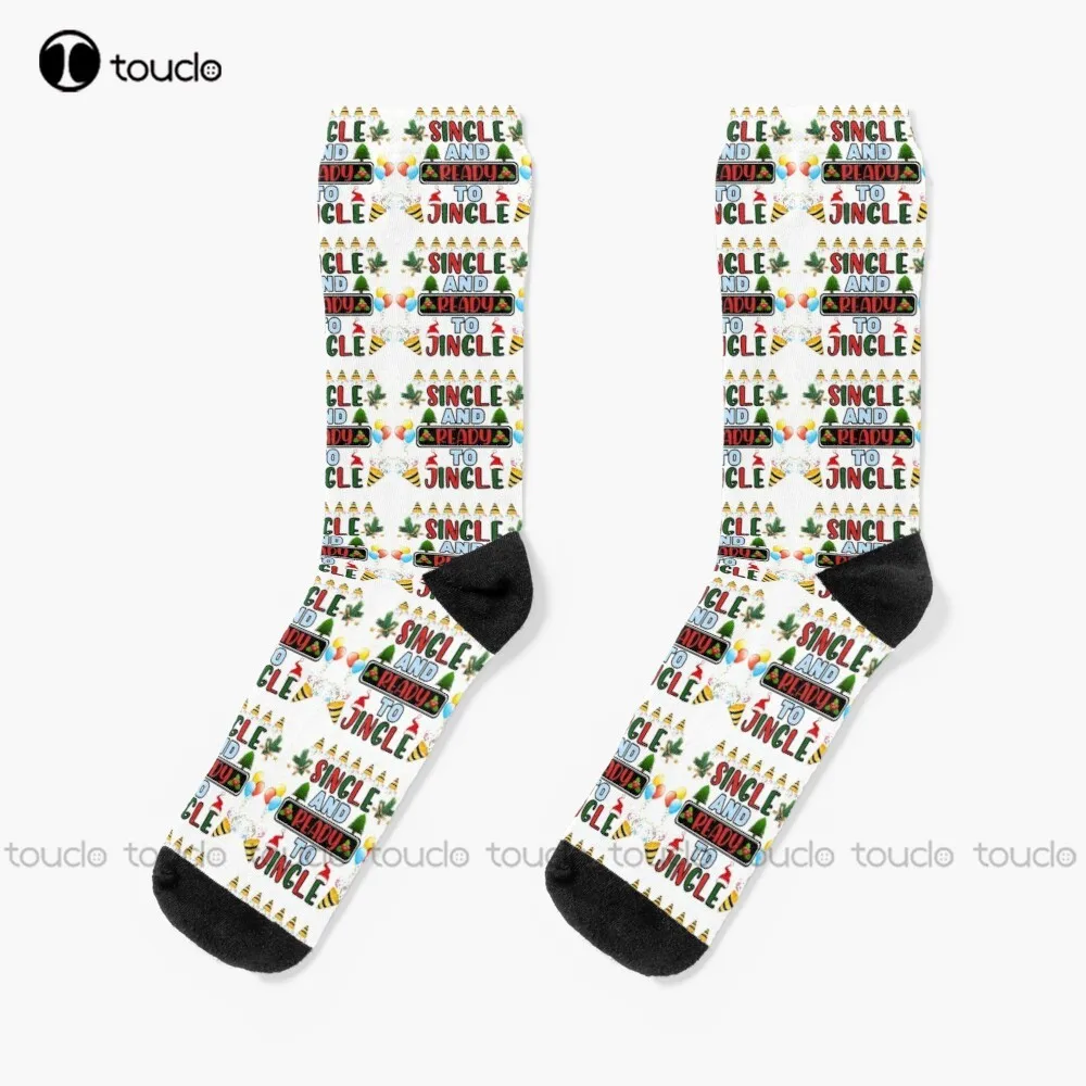 

Single And Ready To Jingle 2 Socks Girls Crew Socks Unisex Adult Teen Youth Socks Christmas Gift Custom Hd High Quality Sock