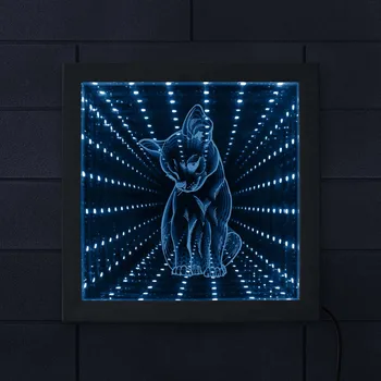 

Chihuahua Lighting Illuminated Mirrors Wood Frame Dog Breed Stunning Optical Illusion LED Infinity Mirror Neon Light Tunnel Lam