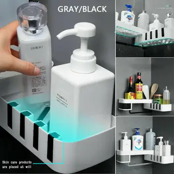 

Kitchen Storage Rack Creative Bathroom Corner Shelf Nail-free Adjustable Rotatable Corner Storage Holder Shelves Organizer