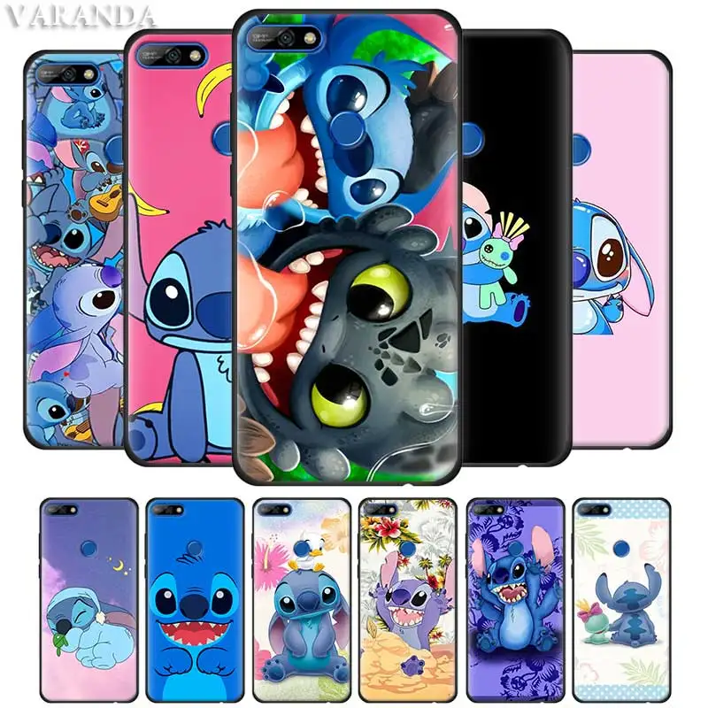 

Cute Cartoon Stitch Cases for Huawei Y9 Prime 2019 Y7 Y6 Y5 2018 Honor 20Lite 20i Play Black Silicone Soft Casos Cover