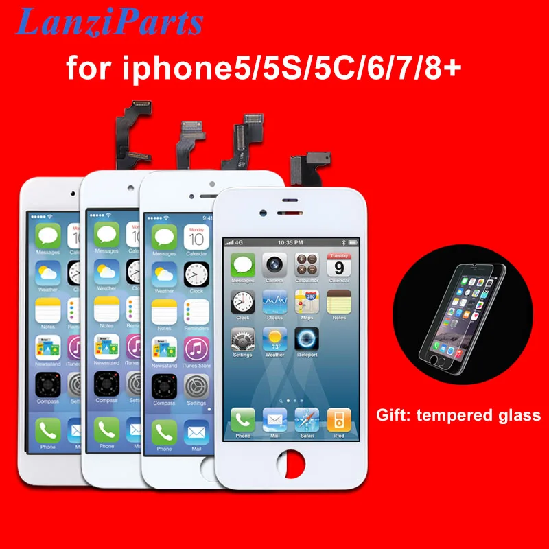 AAA Качество экран на айфон 6 Plus 5S 5C 5 ЖК дисплей сенсорный Digitizer Ассамблеи черный /