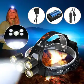 

LED Headlight headlamp 5 LED T6 Head Lamp Flashlight Torch head light 18650 battery Best For Camping, fishing