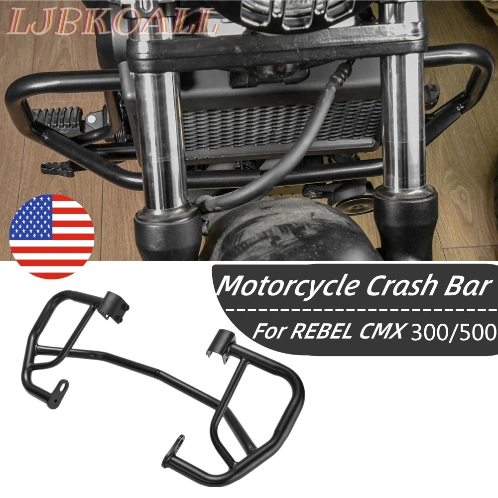 Areyourshop Car Black Engine Guard Crash Bar Frame Protectors fits for Honda CMX300 Rebel 300 2017-2020 CMX500 Rebel 500 2017-2020 