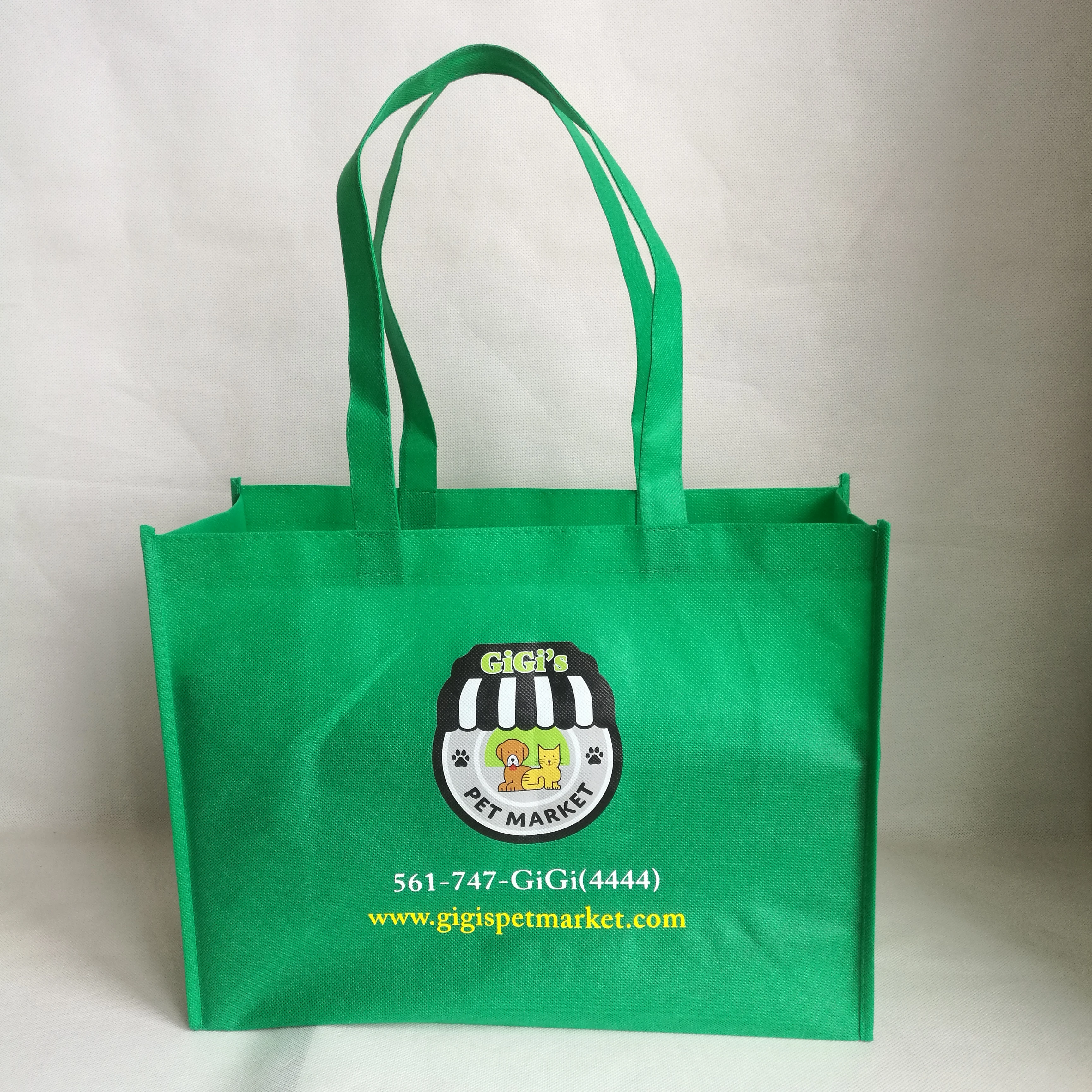 1000 шт./лот, экономичный Премиум зеленый нетканый материал, сумки для покупок, коробка большой емкости, рекламные продуктовые сумки