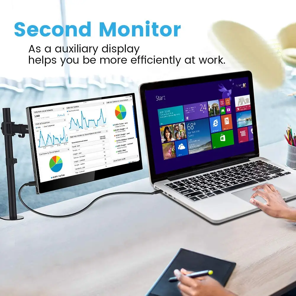 Eyoyo EM13L 13 3 1080P Portable Computer Monitor PC HDMI Type USB C IPS LCD LED 5