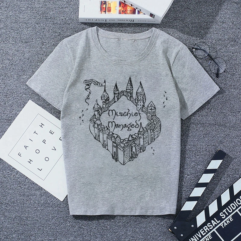 2109653 Print Tshirt Gray Casual Streetwear Vogue T-shirts |