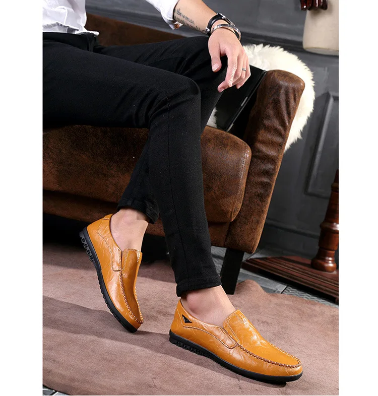 Details about   New Men's Black Round Toe Loafer Casual Shoes Real Leather Street wear Shoes 