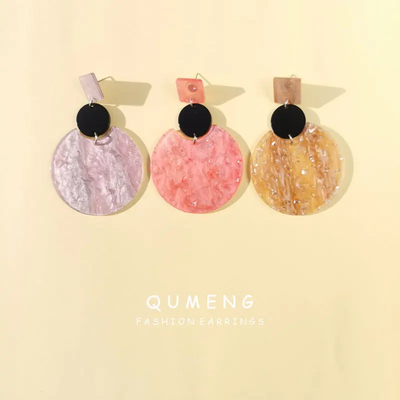 QUMENG 2020 корейские милые акриловые серьги гвоздики для женщин массивные из