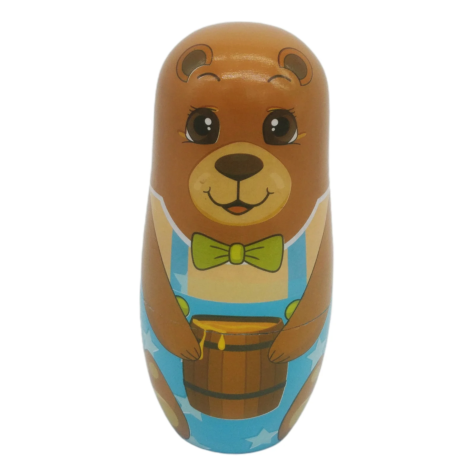 

5 Pieces Matryoshka Russian Nesting Dolls Babushka Wooden Cartoon Bear Figurines