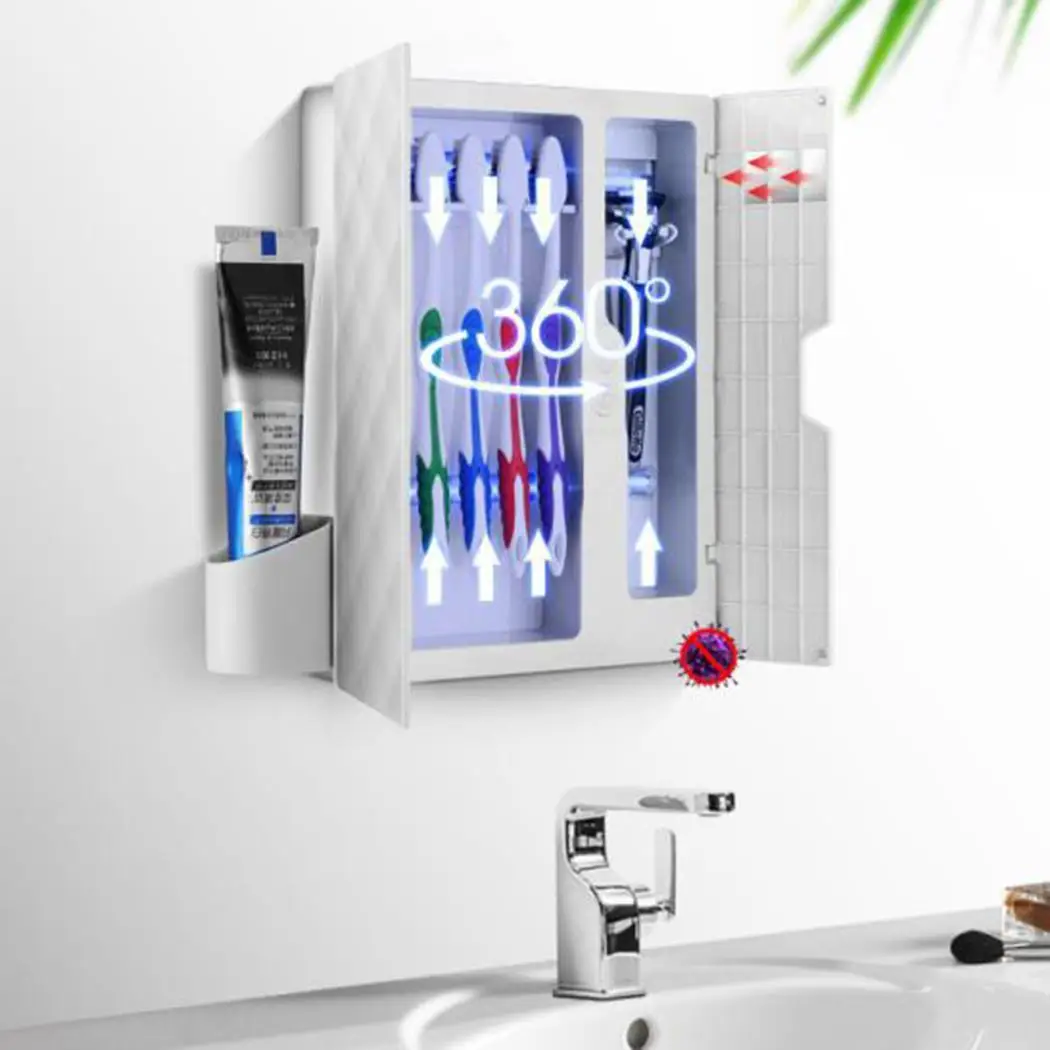 

UV Lamp Toothbrush Sterilizer Holder Teeth Brush Wall Mounting Disinfector Home Bathroom 5V/2000mA