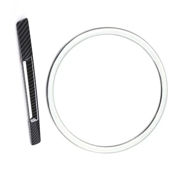 

1Pcs Car Steering Wheel Trim Circle Sequins Cover & 1Pcs Center Console Carbon Fibre Liquid Crystal Screen Trim Strip