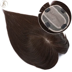 TESS Women Topper 13x14cm Hair Clips Hair Toppers Natural Hair Wigs 100% Human Hair For Women Silk Base Clip In Hair Extensions