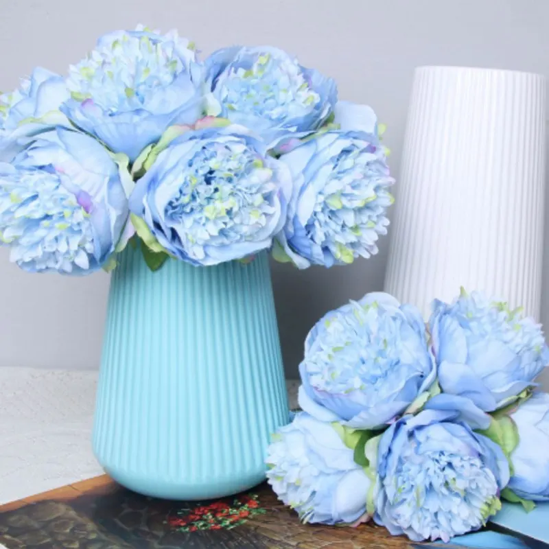 

5pc Big Peony Artifcial Silk Flower Wedding Bouquet Decor White Peony Home Display Fake Flower Pack Heart Peony Pink Rose