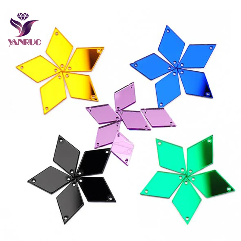 30pcs Rhombus Acrylic Mirror Sew on Patches Clothes Dance Dress Bling Stones Crystal DIY | Дом и сад