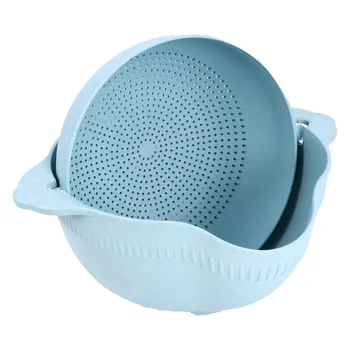 

1Pc Wheat Straw Drain Basket Portable Handy Multifunctional Fruit Basket Vegetables Basin Drain Basket for Home