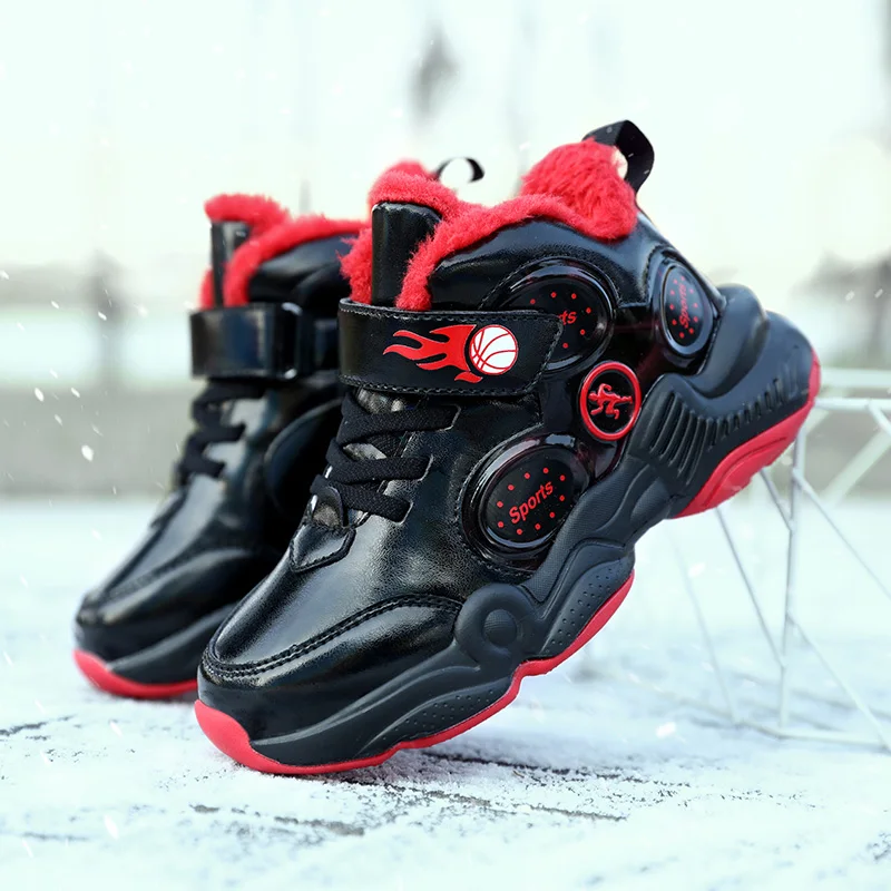 

Brand Sneakers Kids Sport Shoes Outdoor Waterproof Boys Running Shoes Casual Boy Basket Shoes Plus Fur 2020 Winter Warm Footwear
