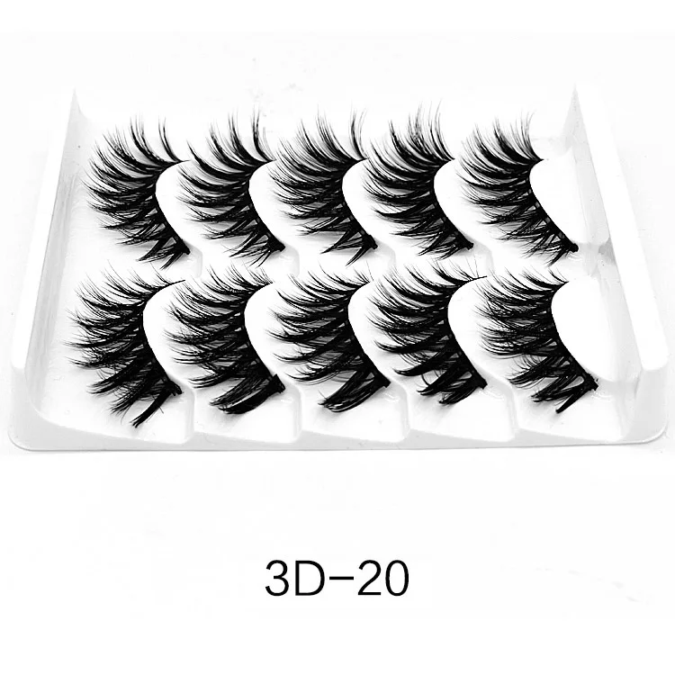 Целлюлозность 5 пар 3D норковые волосы Накладные ресницы натуральные/толстые длинные ресницы для глаз Wispy макияж инструменты для наращивания красоты - Цвет: 3D-20