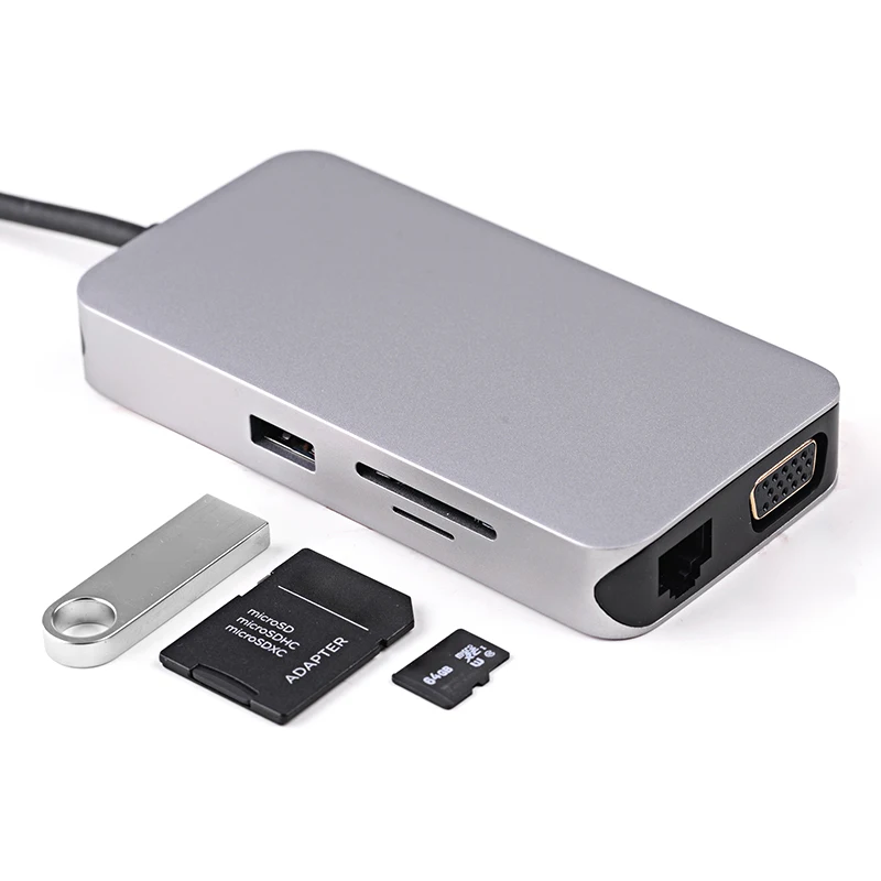 

Newly Type-C to RJ45 VGA HDMI HUB PD Audio Adapter Converter for PC Computer DC128
