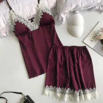 

Women Sexy Lace Lingerie Nightwear Underwear Babydoll Short Sleepwear 2PC Set nightsuits pijama woman pajamas#15