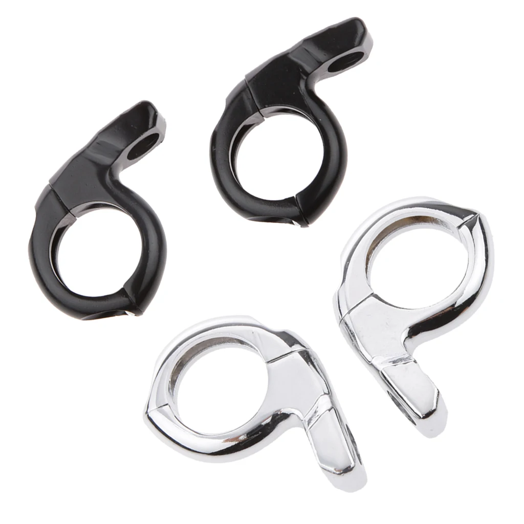 2 Pair 25MM Mirrors Adapter Clamp On Mount Stand DIRT Motorcycle 1in. Handlebar ATV Silver