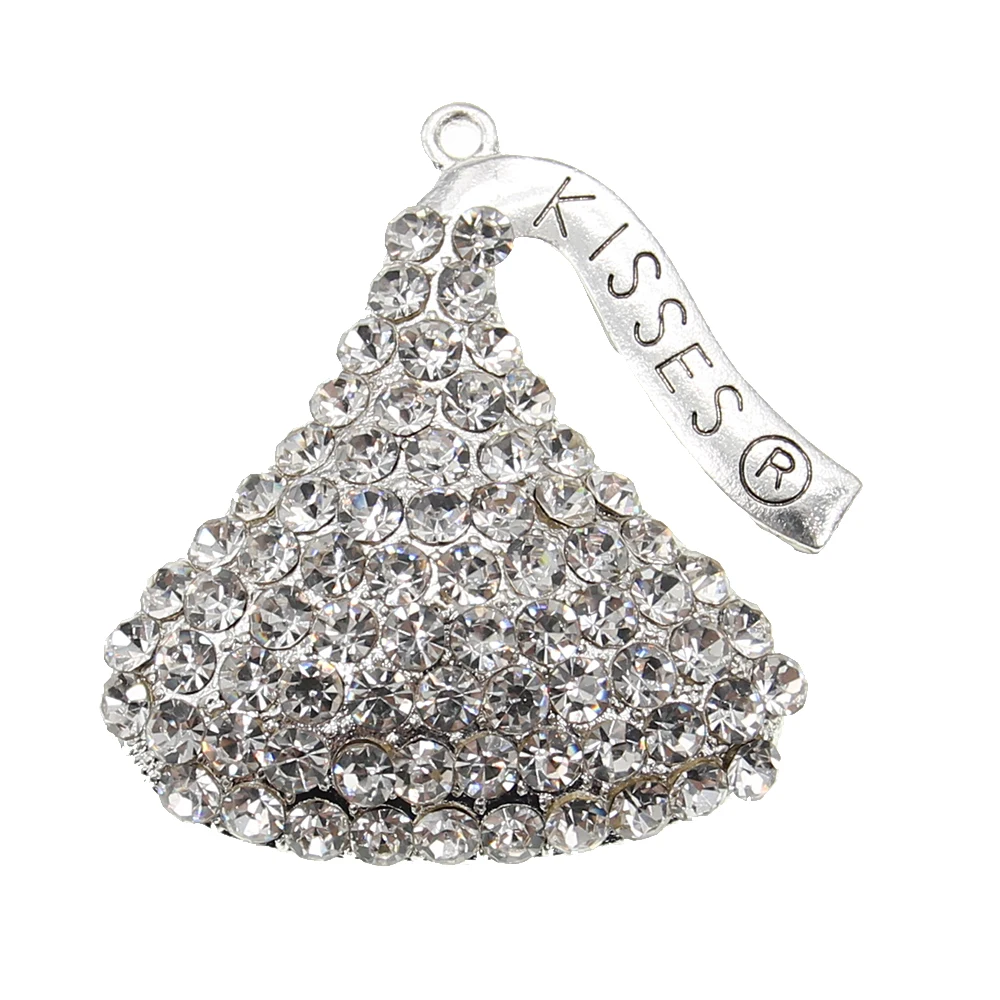 

Valentine's Day for Girlfriend or Boyfriend KISSES Chocolate Colorful Rhinestone Charm Pendant
