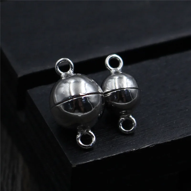 

Real 925 Sterling Silver Accessories Magnetic Ball Button Clasps for DIY Bracelet Necklace Fine Jewelry Findings