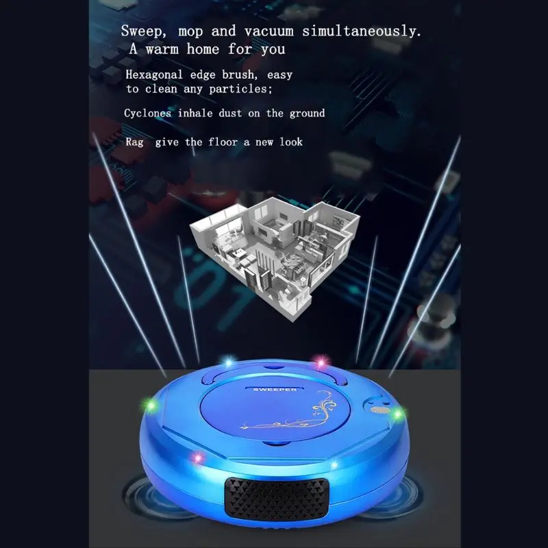 Multifunctional Intelligent Automatic Smart Robotic Rechargeable Dry Sweep Home Sweep Robot cute vacuum cleaner machine 3.7V 3W