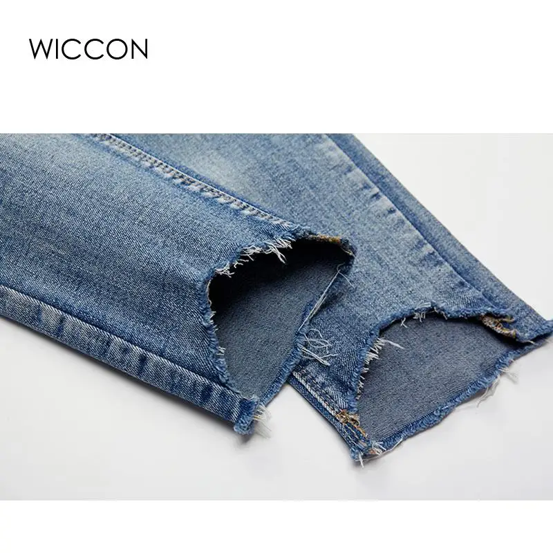 WICCON/Асимметричные Джинсы бойфренда с высокой талией, Стрейчевые узкие брюки-карандаш, винтажные уличные джинсы, женские брюки длиной до щиколотки