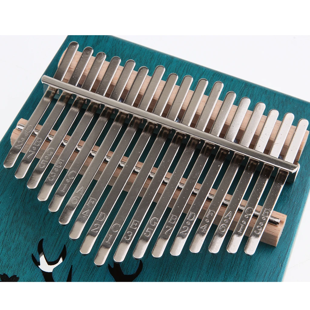 17 Keys Thumb Piano Kalimba Mahogany Beginner Piano Gift Deer Pattern Decoration Finger Percussion Musical Instrument - Blue