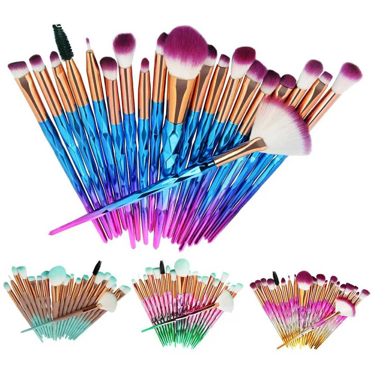 

20 PCS Unicorn Diamond Make up Brushes Set Kits Foundation Cosmetic Powder Eye Shadow Brush Lip Powder Tools
