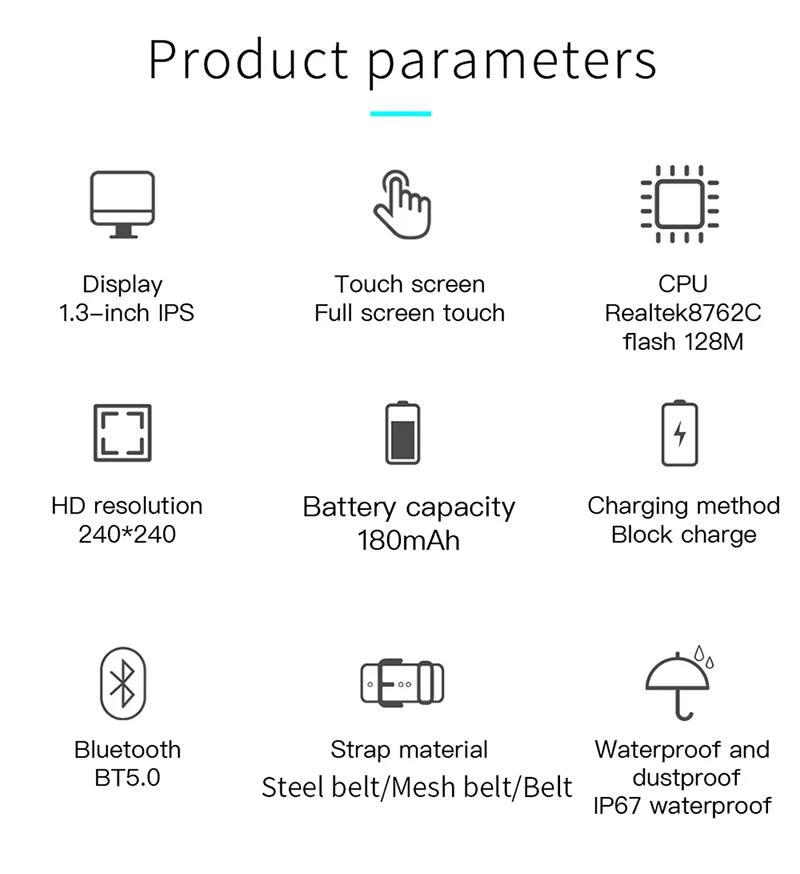 Gorben-reloj inteligente unisex, accesorio de pulsera resistente al agua con control del ritmo cardíaco y del sueño, Bluetooth, conexión IOS y Android, modelo CF19, SW001 - Imagen 6