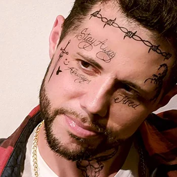 

New hot Halloween bull head face sticker Temporary tattoo sticker sword letter tatoo large cool design Neck hand back body paint