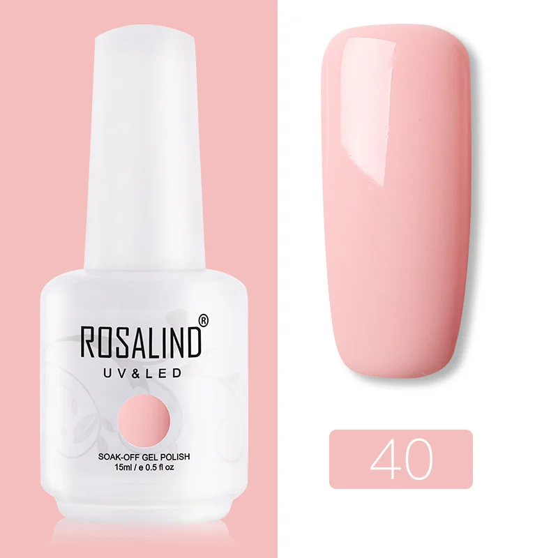 RH40 ROSALIND Гель-лак гибридные лаки для ногтей Маникюр УФ светодиодный полуперманентный гель для ногтей впитывающий Гель-лак базовое верхнее покрытие 15 мл цвет - Цвет: RH40