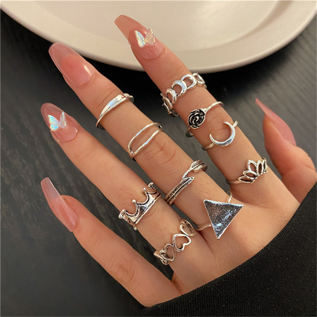 Gothic Skull Flower Angel Rings for Women Hip Hop Silver Color Butterfly Heart Finger Ring Fashion Streatwear Jewelry