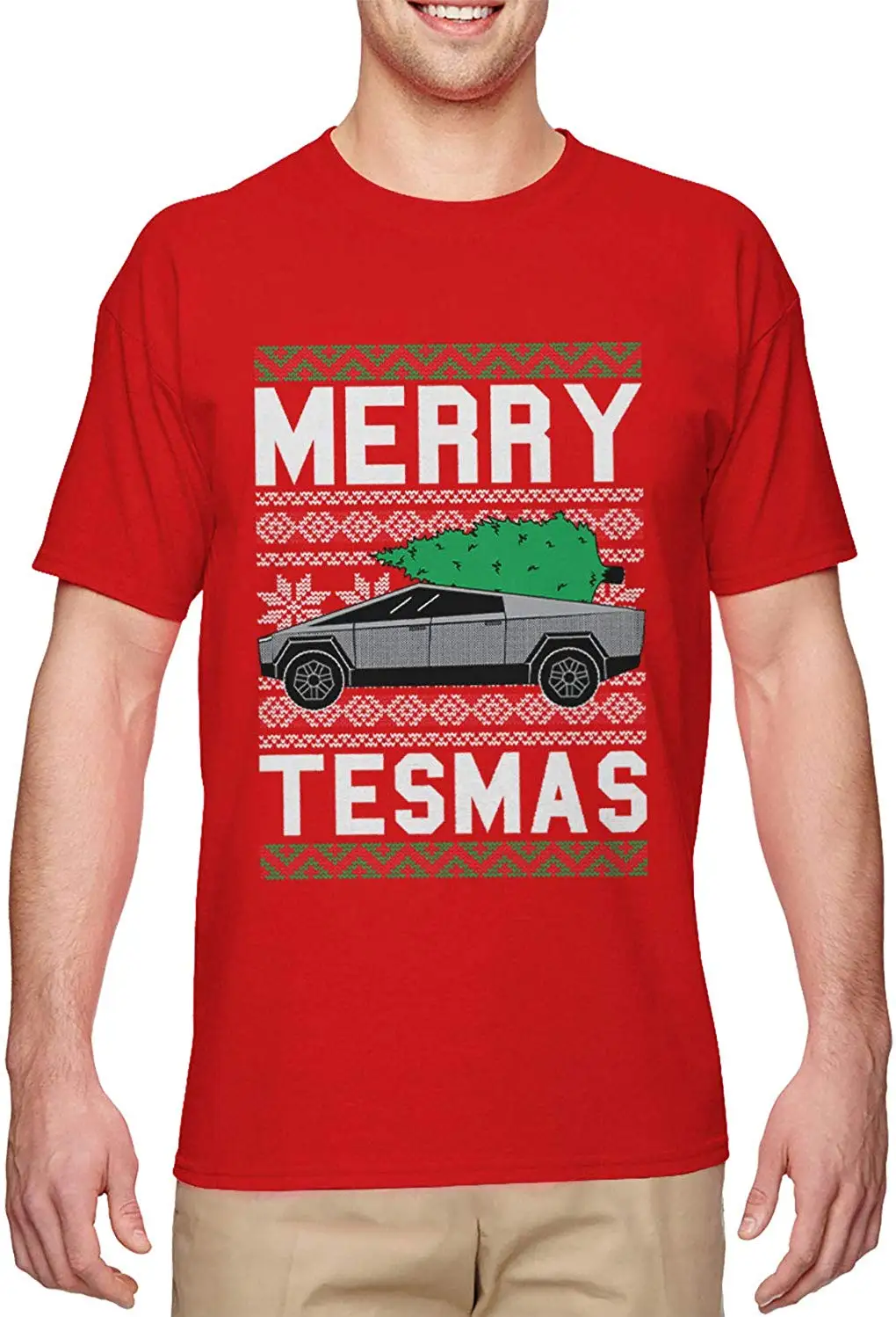 Haase Unlimited Merry Tesmas-Cybertruck футуристический автомобиль Meme Мужская футболка
