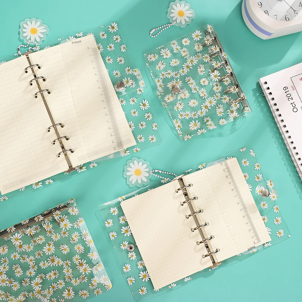 Mini Little Daisy A6/A7 Soft Shell PVC Transparent Literary Loose leaf Binder Journal Stationery School Supplies Kawaii | Канцтовары для