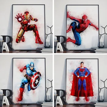 

Marvel DC Movie Avengers Canvas Painting Superhero Iron Spider Man Posters Print Cuadros Wall Art Pictures Kids Room Home Decor