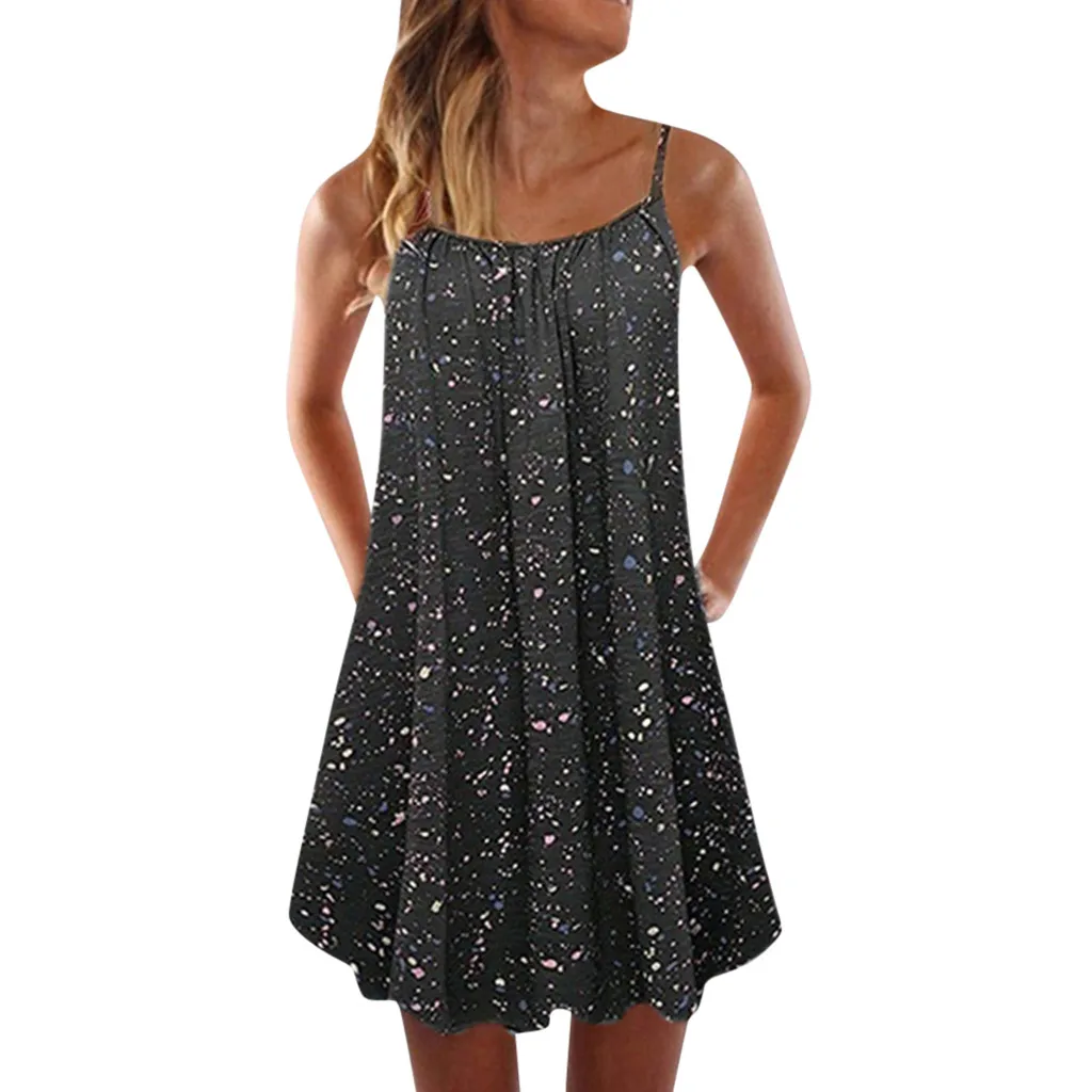 &35 Women Plus Size S-5xl Dress Vintage Boho Women Summer Sleeveless Beach Printed Short Mini Dresses Summer Sexy Sling Dress