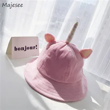 Женские Панамы в японском стиле; Kawaii; розовые милые универсальные шапки с ушками животных для девочек; Повседневная Мягкая простая одежда в стиле Харадзюку; высокое качество; Модная одежда