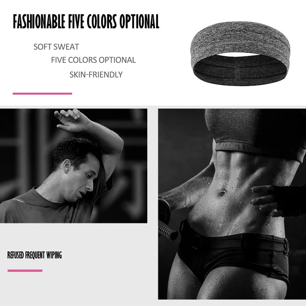 Fitness Workout Equipment Accessories Yoga Hair Band Jogging Sweat Band Silicone Non-Slip Antiperspirant Headband Sports Scarf