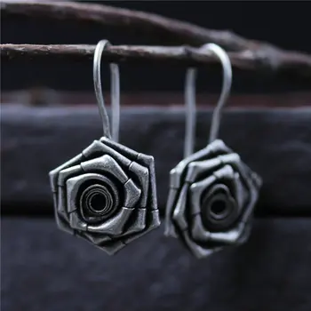 

Silver 925 Jewelry Rose Earrings Popular Ethnic Wind Earrings Pure Silver Women's Earrings Party Engagement Wedding Earrings