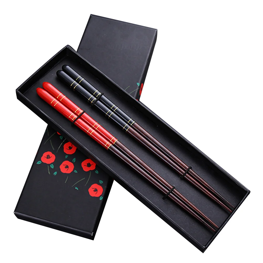 2 пары, подарочный набор для взрослых, Классическая посуда, многоразовый кухонный Деревянный чехол, китайские палочки для еды
