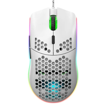 

J900 6400DPI Adjustable 6 Buttons Gamer USB Wired Honeycomb Hollow Mouse Hollow-out RGB Gaming Mouse for Desktop PC Laptop