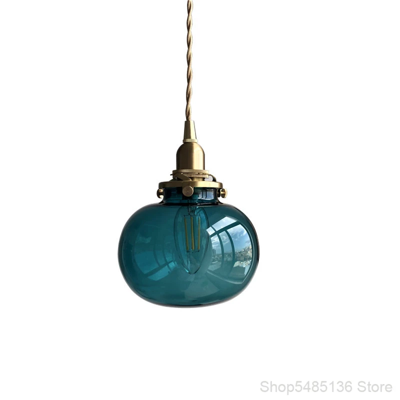 

Vintage Brass Glass Pendant Lights Creative Bedroom Living Room Hanging Light Personality Bar Cafe Dining Room Light Fixtures